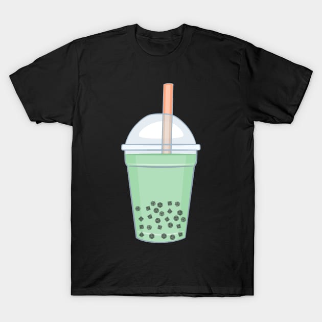 RPG Boba Polyhedral Dice Tea T-Shirt by MimicGaming
